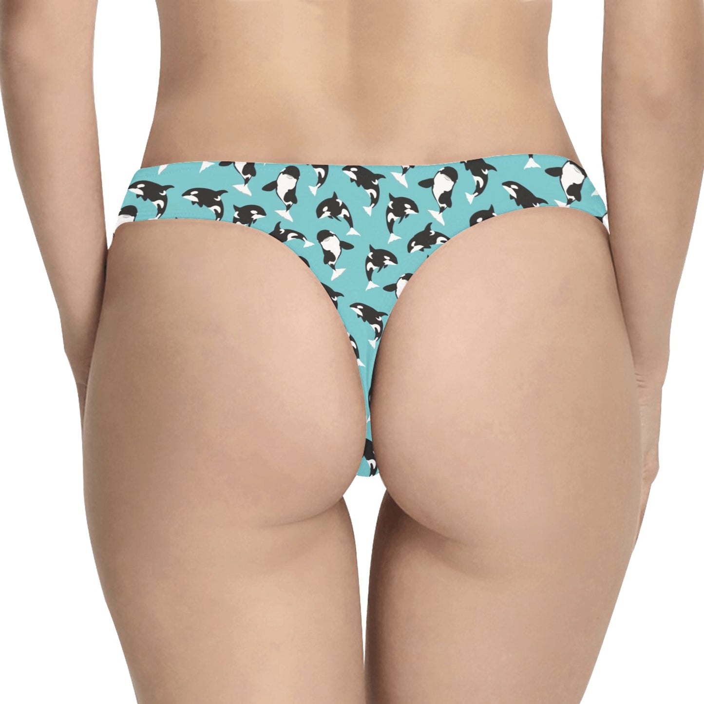 Whale Action Design Themed Print Women's Thongs