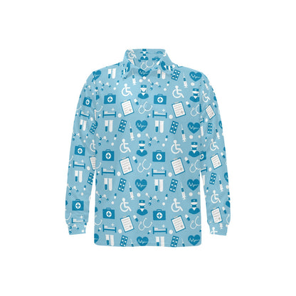 Medical Pattern Print Design 05 Long Sleeve Polo Shirt For Men's