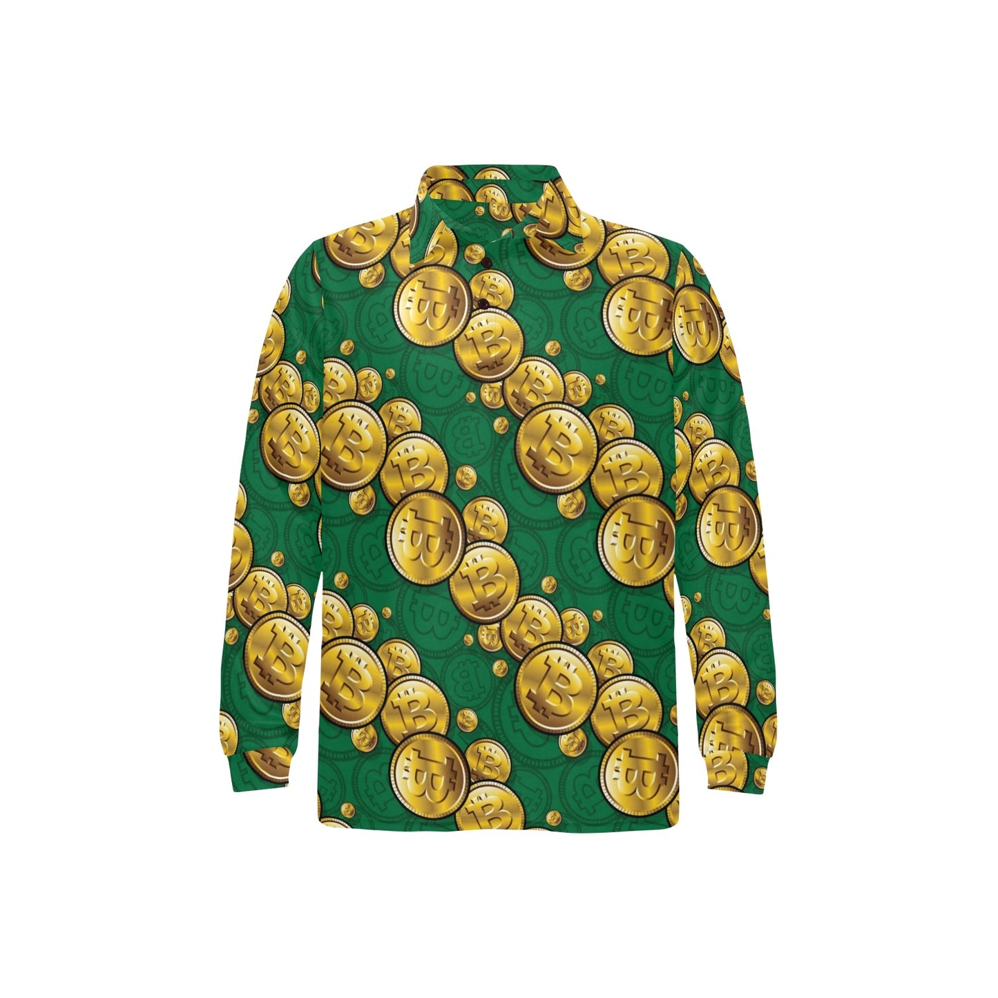 Bitcoin Pattern Print Design DO02 Long Sleeve Polo Shirt For Men's