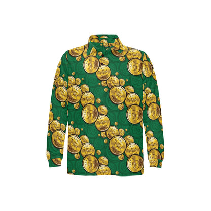 Bitcoin Pattern Print Design DO02 Long Sleeve Polo Shirt For Men's
