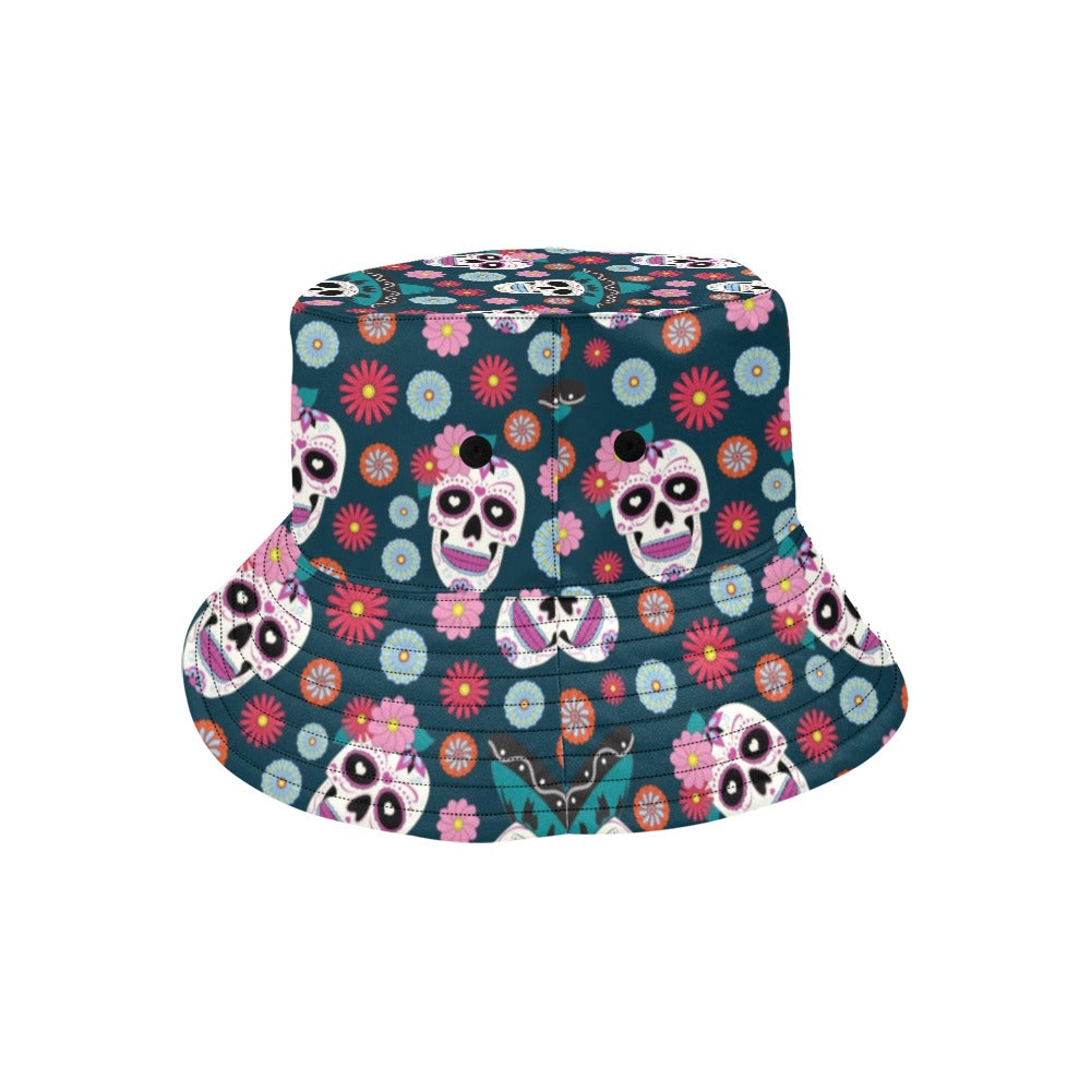 Sugar Skull Print Design LKS308 Unisex Bucket Hat