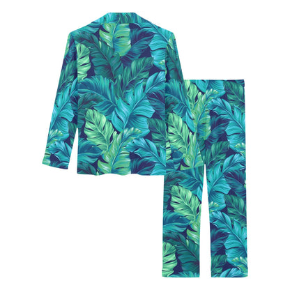 Banana Leaf Pattern Print Design BL05 Women's Long Pajama Set