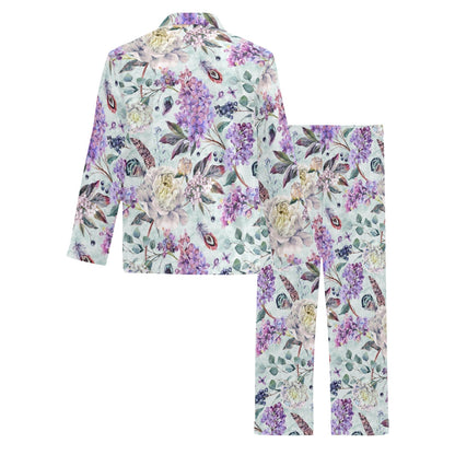 Lilac Pattern Print Design LI06 Men's Long Pajama Set