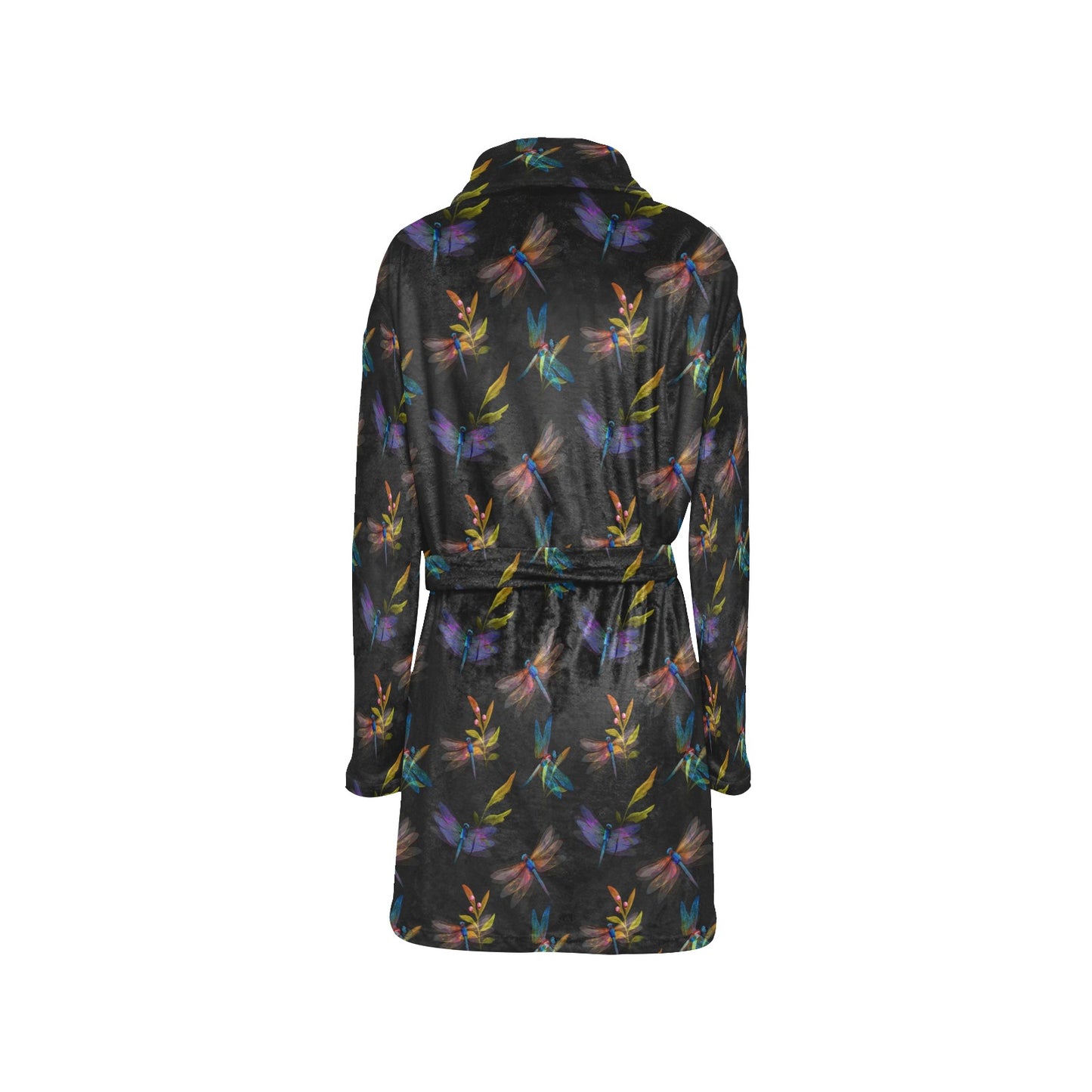 Dragonfly Colorful Realistic Print Women's Fleece Robe