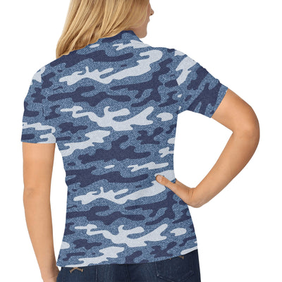 Jean Camouflage Pattern Print Design 05 Women's Polo Shirt