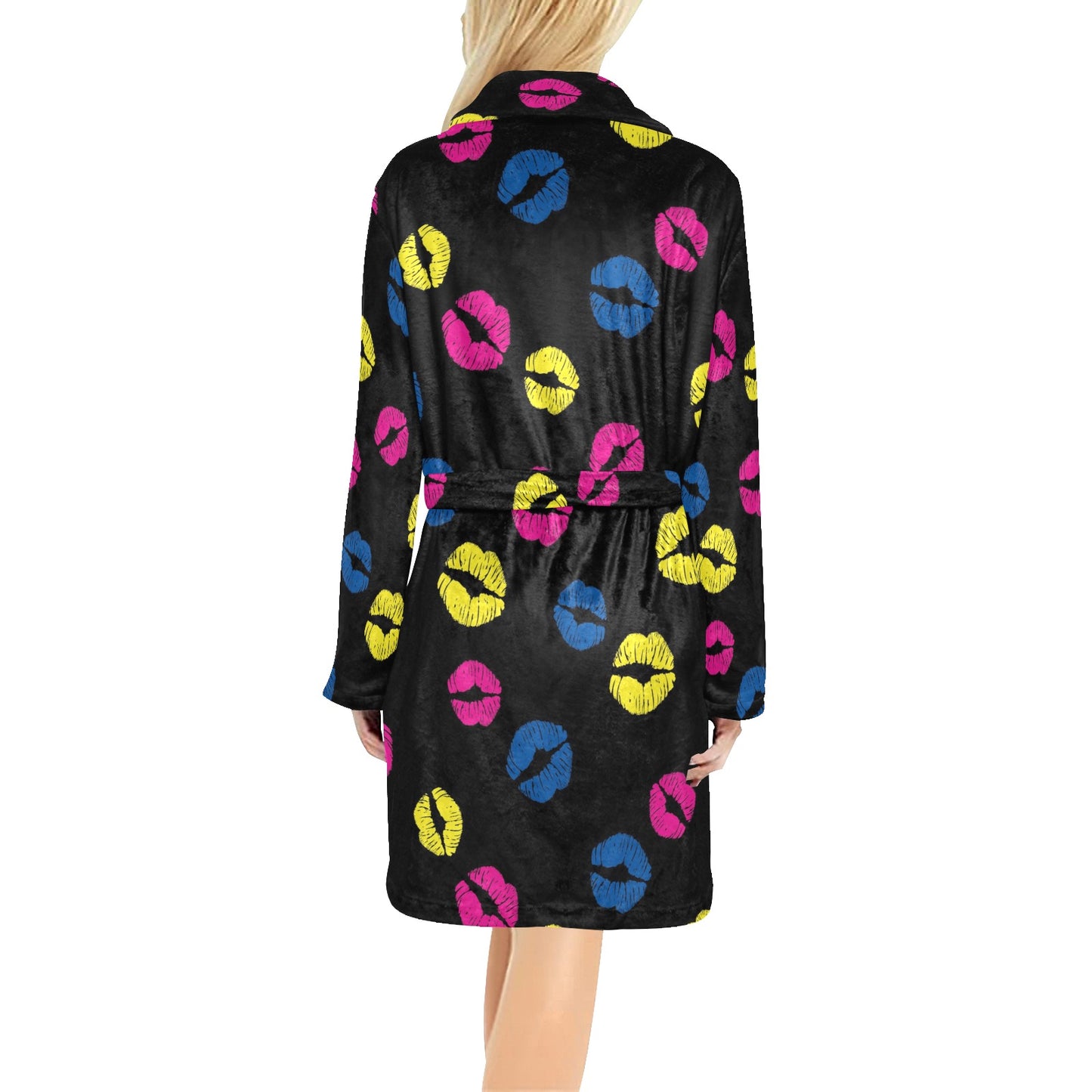 Lip Neon Color Pattern Print Design 01 Women's Fleece Robe