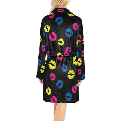 Lip Neon Color Pattern Print Design 01 Women's Fleece Robe