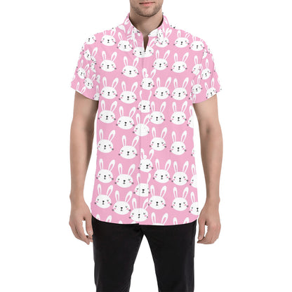 Rabbit Print Design LKS401 Men Short Sleeve Button Up Shirt