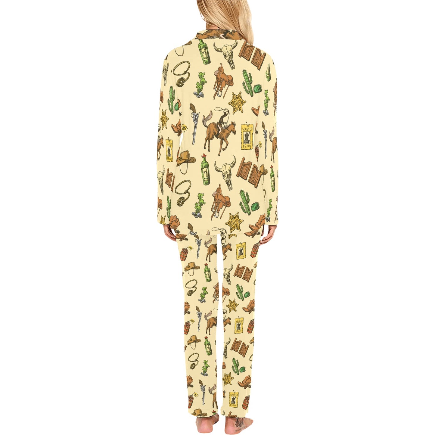 Cowboy Pattern Print Design 04 Women's Long Pajama Set