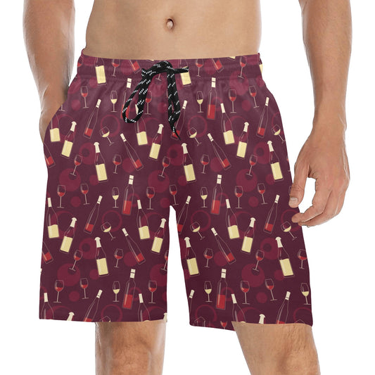 Wine Themed Print Design LKS302 Men's Swim Trunks Beach Shorts
