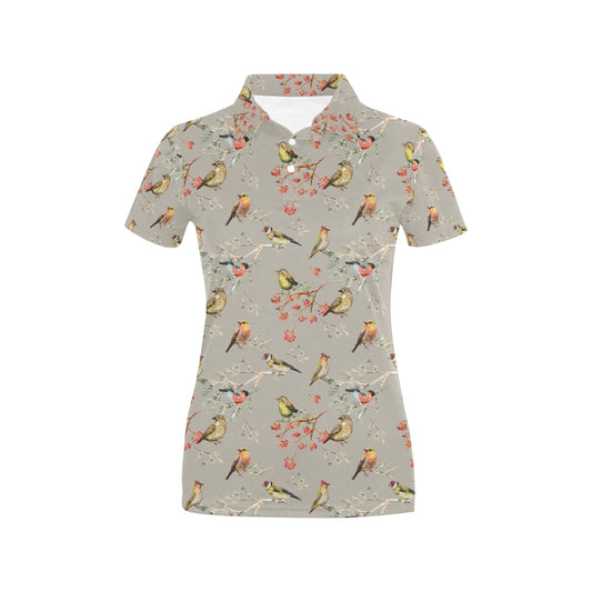 Birds Pattern Print Design 03 Women's Polo Shirt