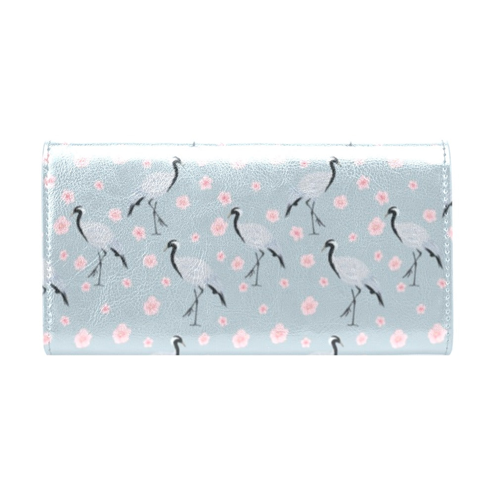 Sakura Bird Print Design LKS304 Women's Trifold Wallet