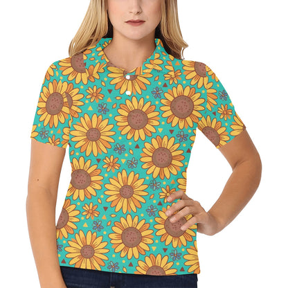 Sunflower Pattern Print Design SF013 Women's Polo Shirt