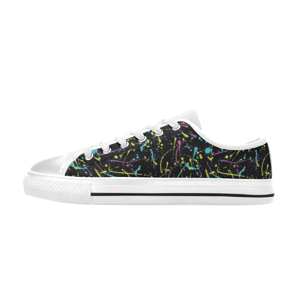 Splatter Multicolor Print Design LKS302 Women's White Low Top Shoes