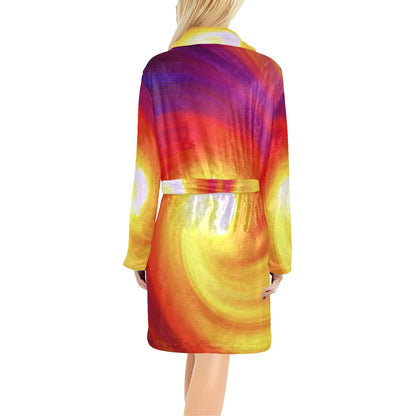 Vortex Twist Swirl Flame Themed Women's Fleece Robe