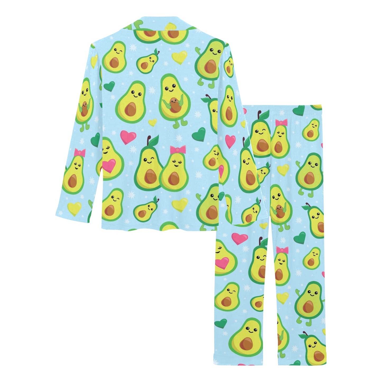 Avocado Pattern Print Design AC09 Women's Long Pajama Set
