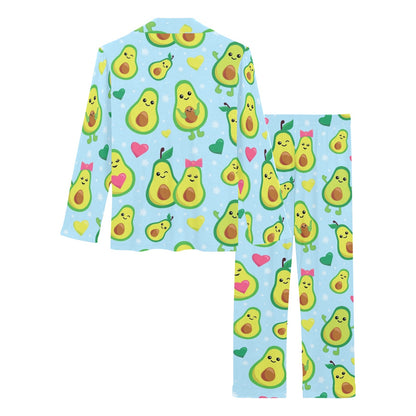 Avocado Pattern Print Design AC09 Women's Long Pajama Set
