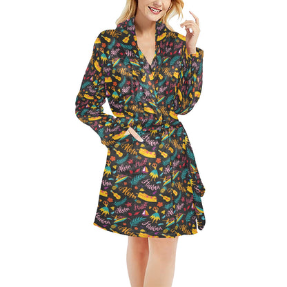 Aloha Hawaii Summer Design Themed Print Women's Fleece Robe