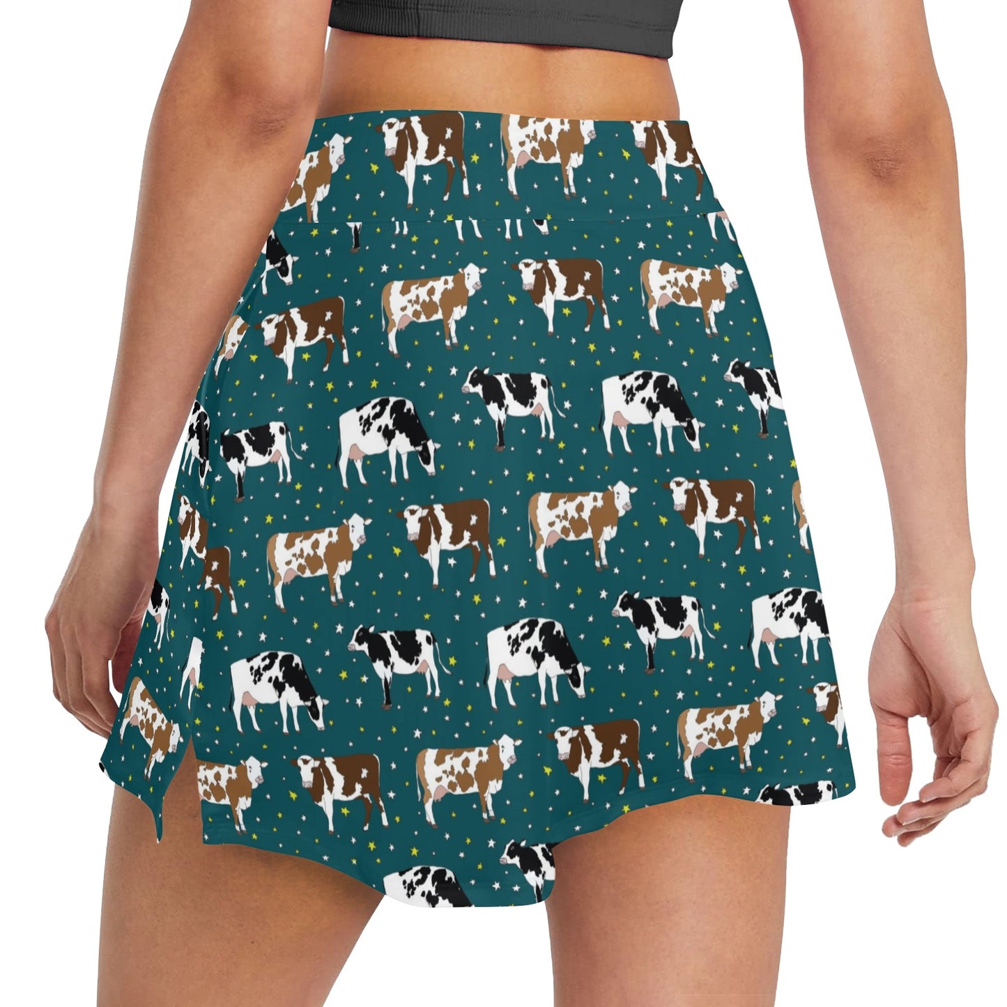 Cattle Print Design LKS404 17" Golf & Pickleball Skort with Pockets