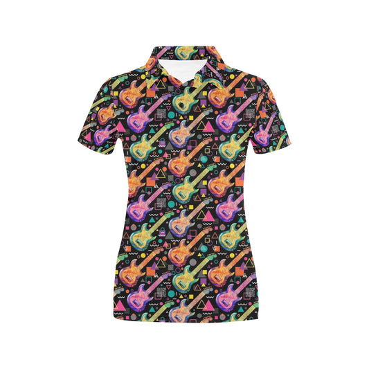 Electric Guitar Print Design LKS403 Women's Polo Shirt