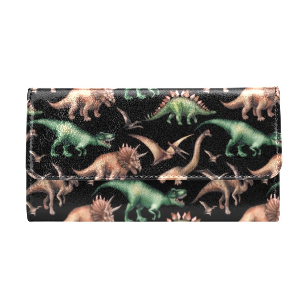 Dinosaur Print Pattern Women's Trifold Wallet