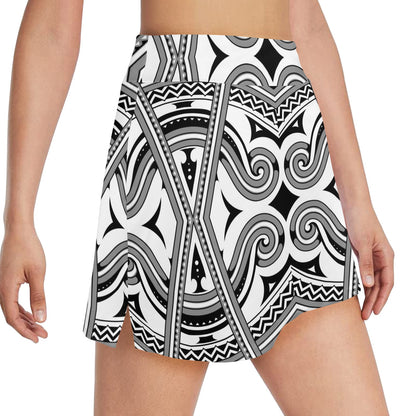 Samoan Pattern Print Design LKS302 17" Golf & Pickleball Skort with Pockets