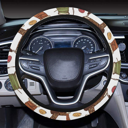 Sewing Equipment Print Design LKS304 Steering Wheel Cover with Elastic Edge