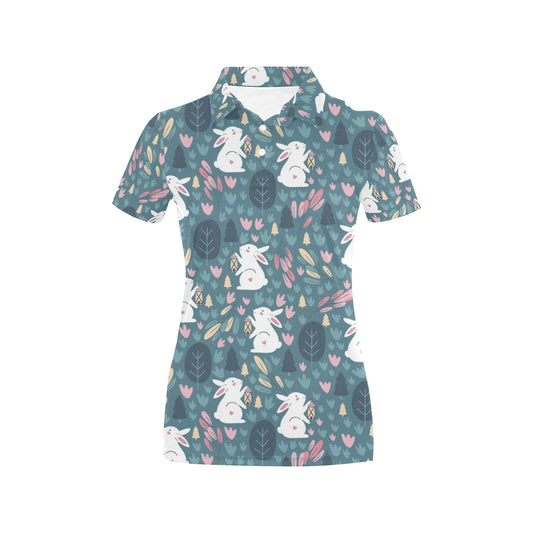 Rabbit Pattern Print Design RB013 Women's Polo Shirt