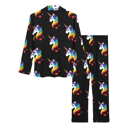 Rainbow Unicorn Pattern Print Design A03 Women's Long Pajama Set