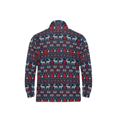 Reindeer Print Design LKS405 Long Sleeve Polo Shirt For Men's