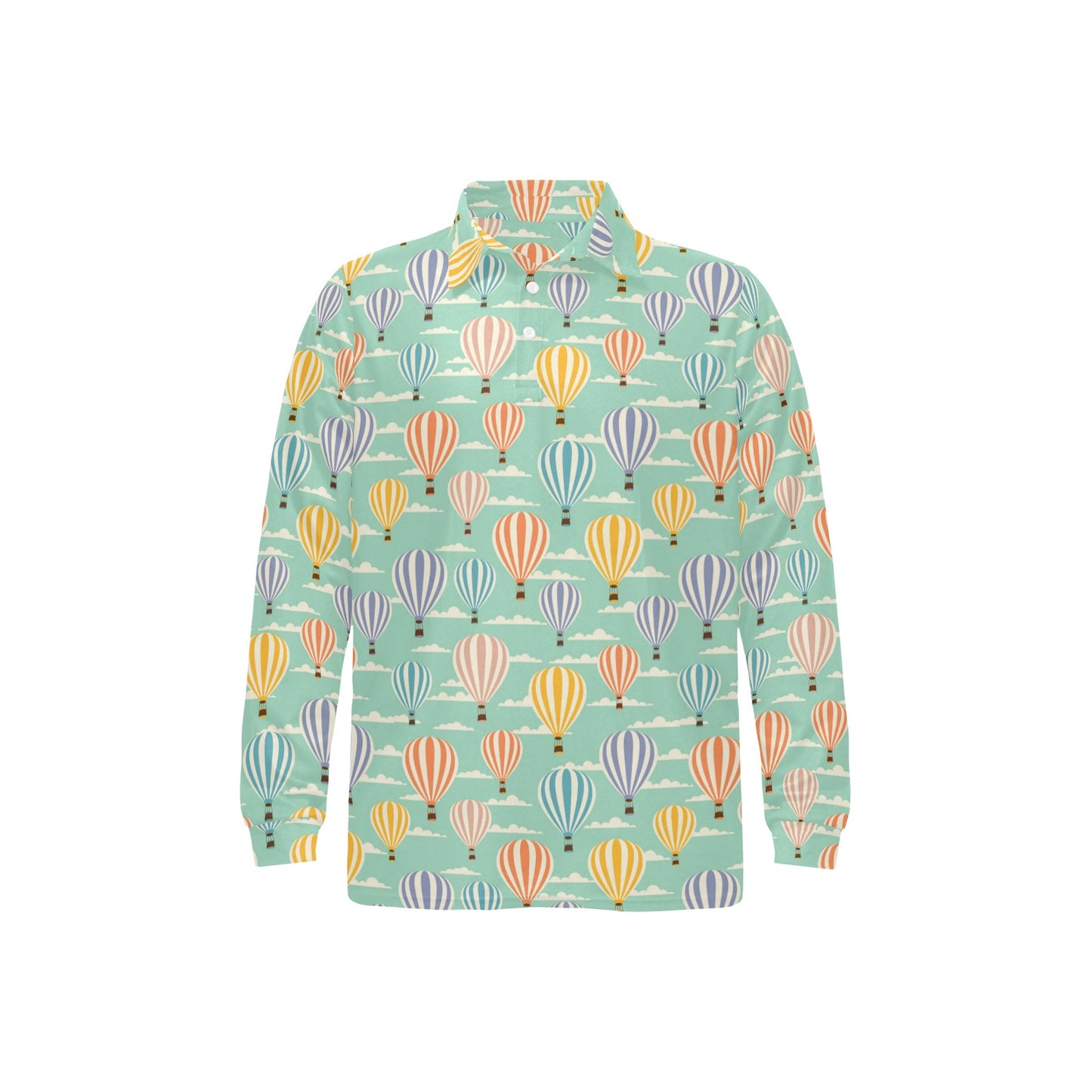 Ballon Pattern Print Design 01 Long Sleeve Polo Shirt For Men's