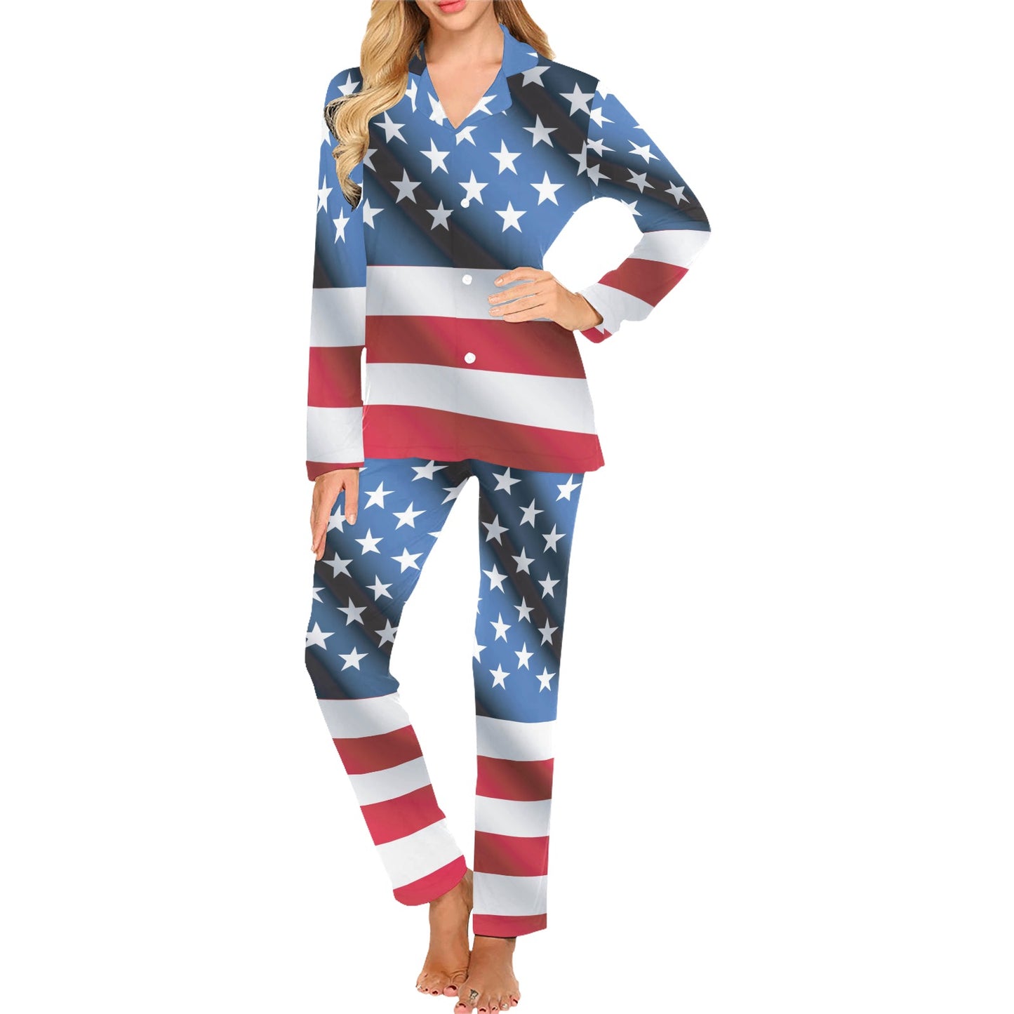 American flag Classic Women's Long Pajama Set