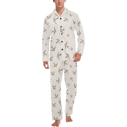 Swallow Bird Pattern Print Design 01 Men's Long Pajama Set