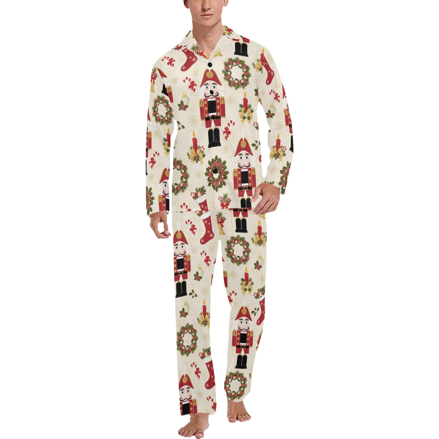 Nutcracker Pattern Print Design A01 Men's Long Pajama Set