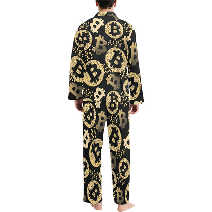 Bitcoin Pattern Print Design DO06 Men's Long Pajama Set