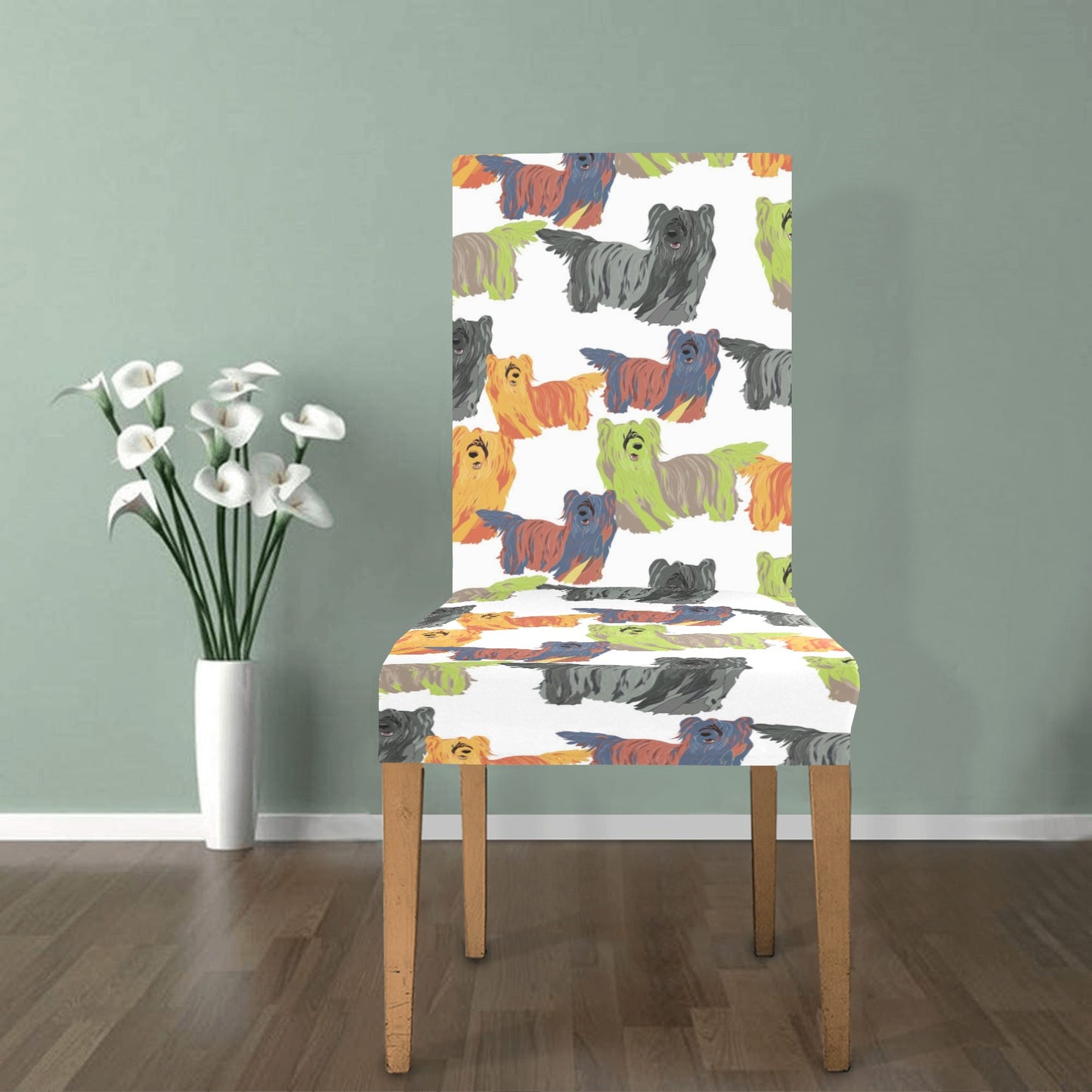 Skye Terriers Print Design LKS301 Dining Chair Slipcover