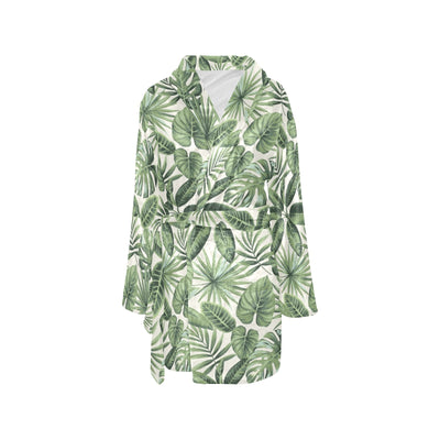 Palm Leaves Pattern Print Design PL014 Women's Fleece Robe