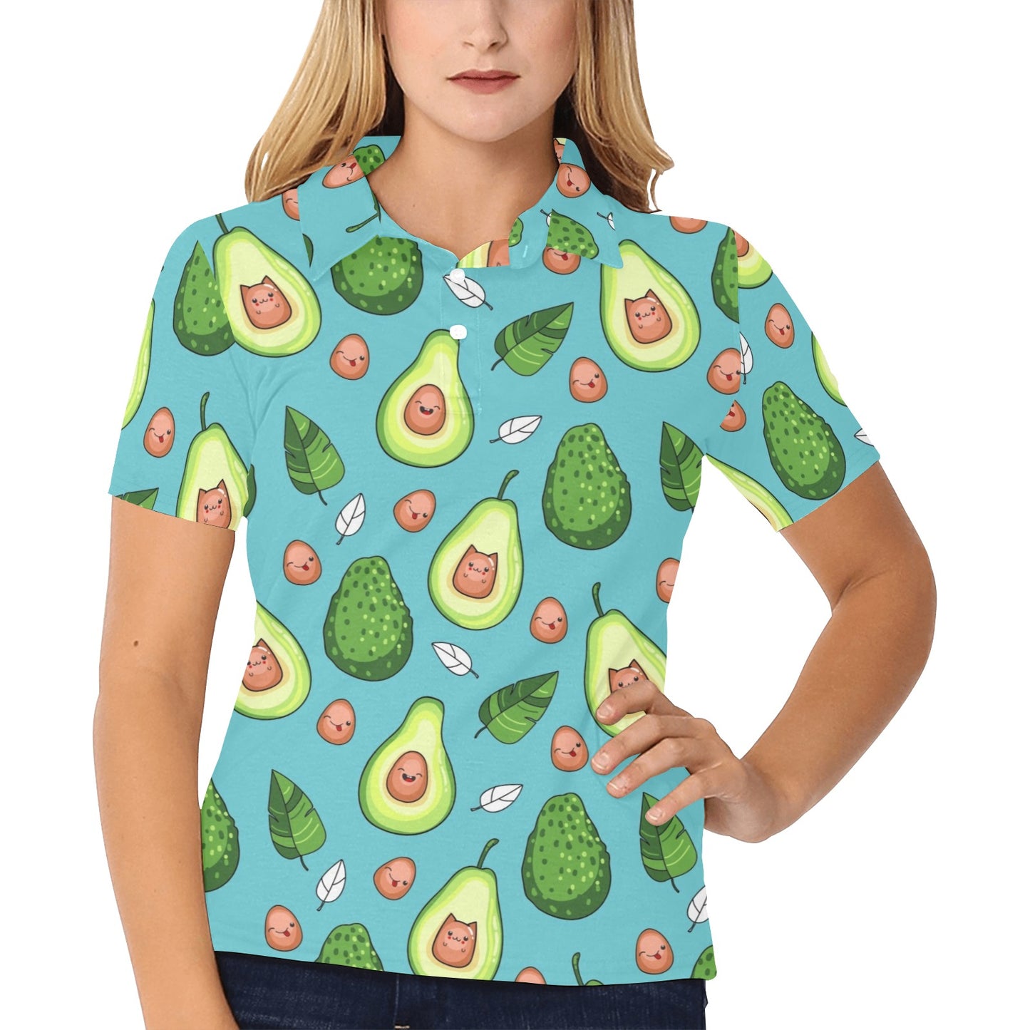 Avocado Pattern Print Design AC05 Women's Polo Shirt