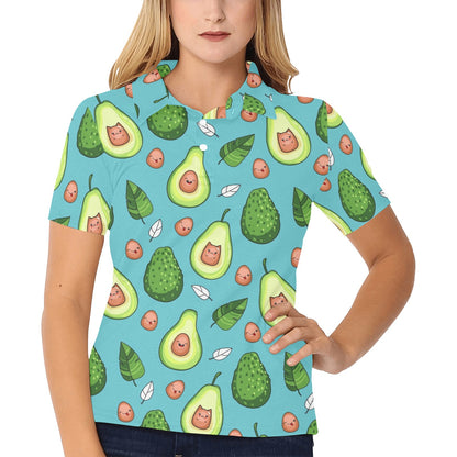 Avocado Pattern Print Design AC05 Women's Polo Shirt