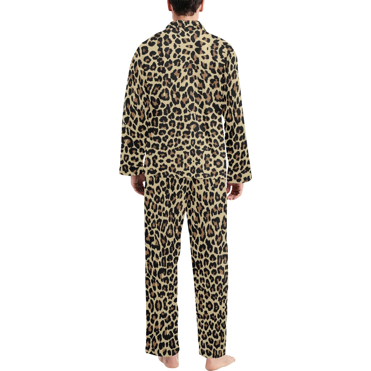 Cheetah Pattern Print Design 02 Men's Long Pajama Set