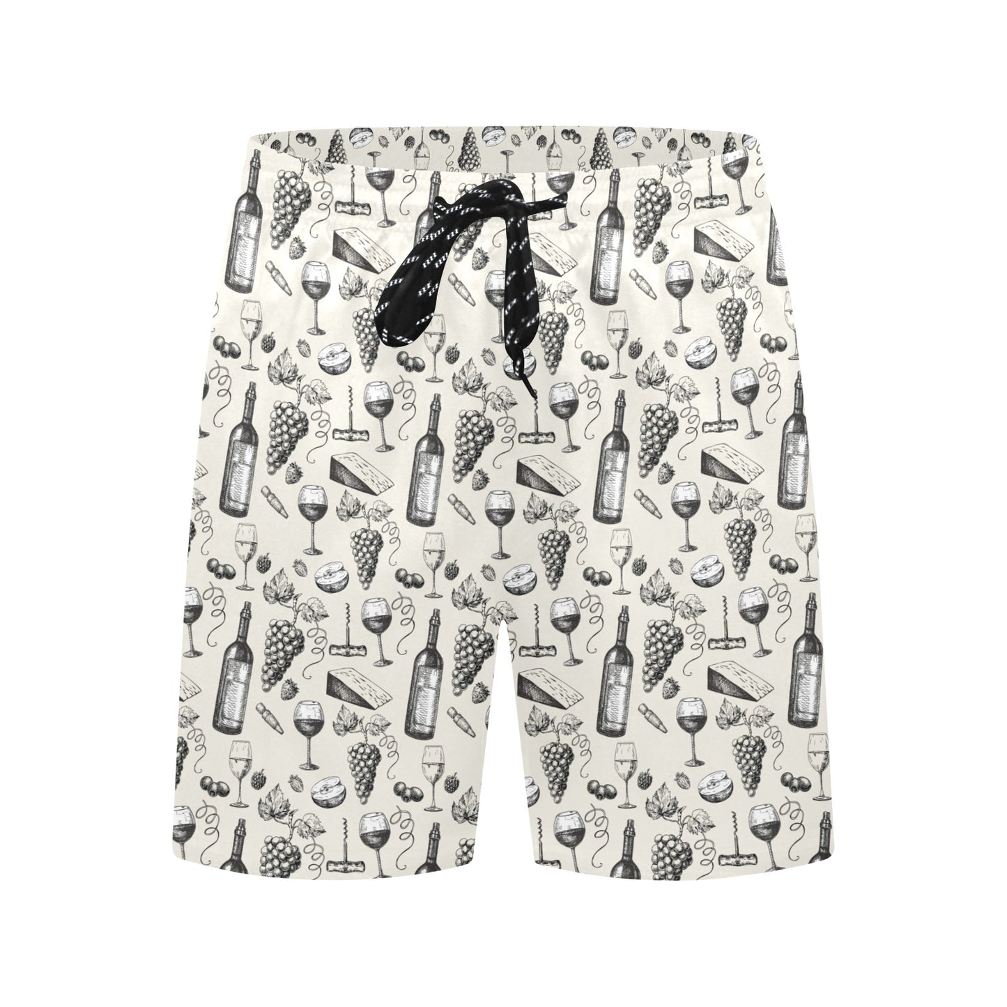 Wine Themed Print Design LKS306 Men's Swim Trunks Beach Shorts