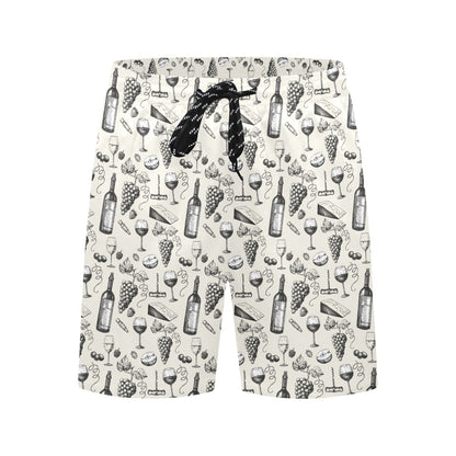 Wine Themed Print Design LKS306 Men's Swim Trunks Beach Shorts