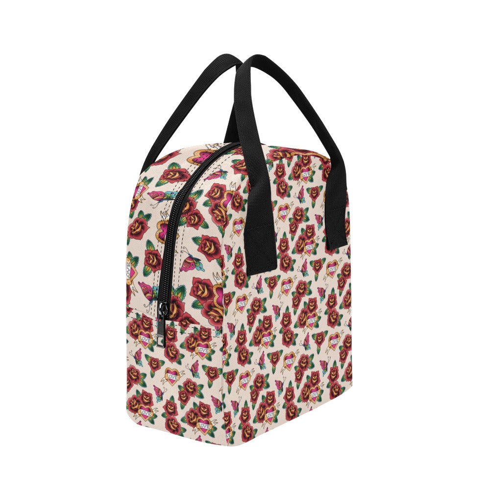 Tattoo Rose Print Design LKS302 Insulated Lunch Bag