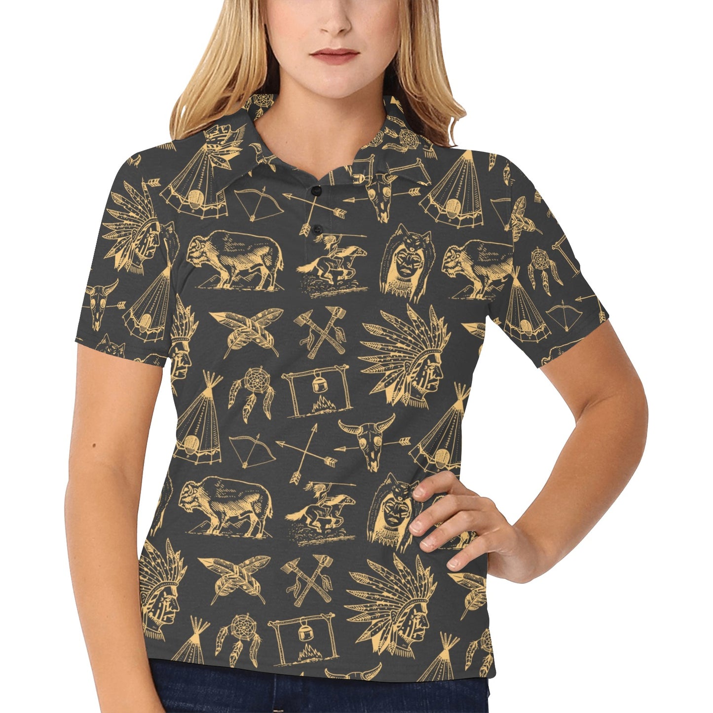 American indian Gold Style Women's Polo Shirt