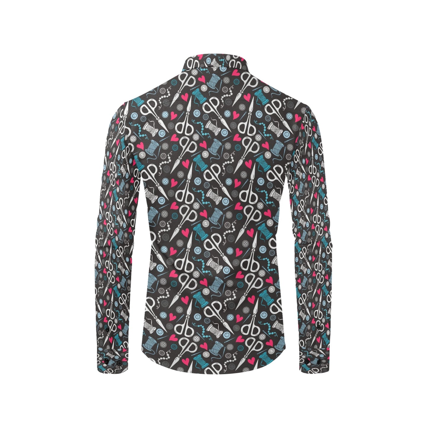 Sewing Equipment Print Design LKS305 Men's Long Sleeve Dress Shirt