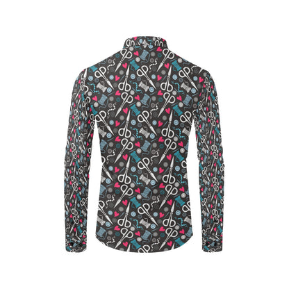 Sewing Equipment Print Design LKS305 Men's Long Sleeve Dress Shirt