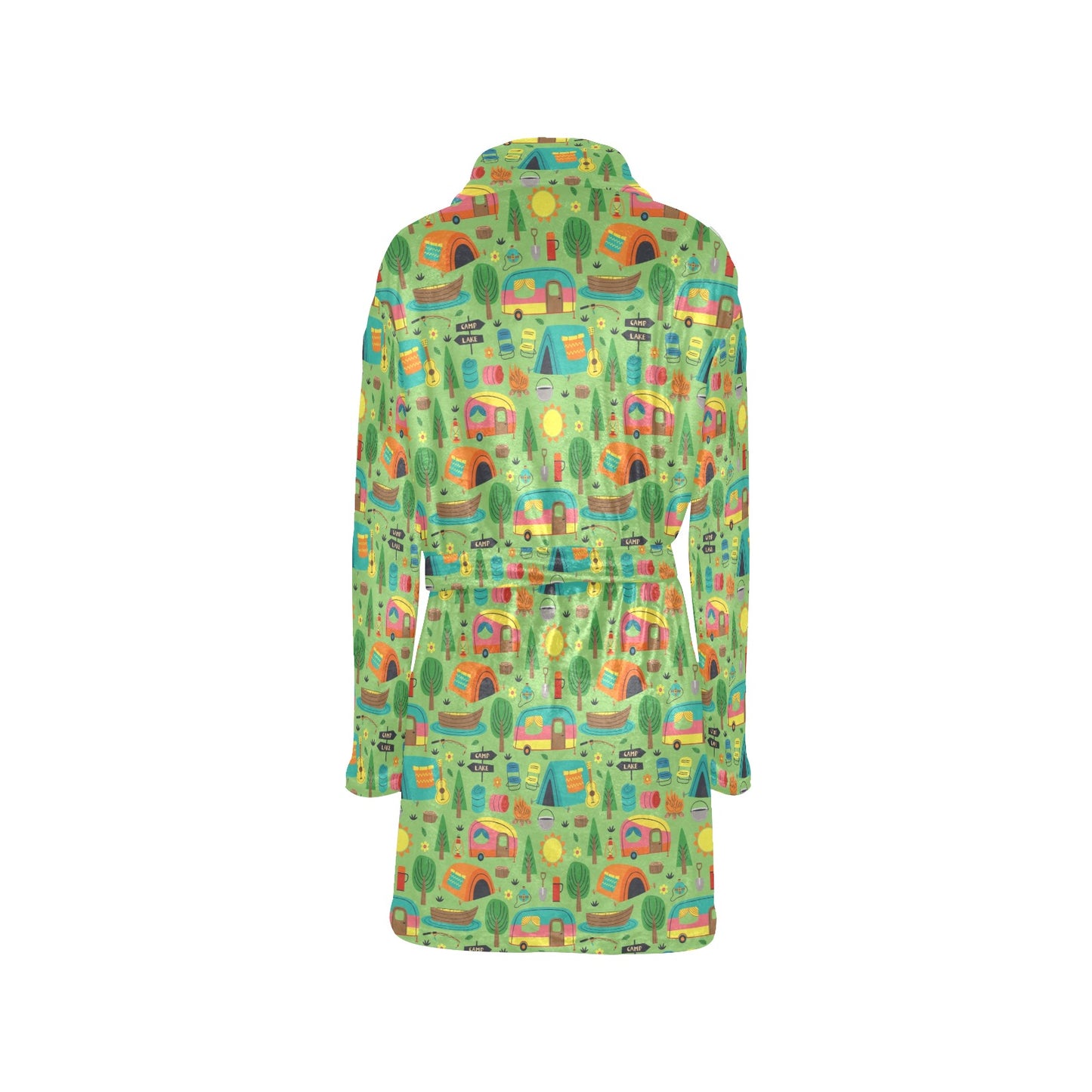 Camping Camper Pattern Print Design 04 Women's Fleece Robe