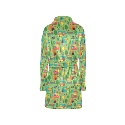 Camping Camper Pattern Print Design 04 Women's Fleece Robe