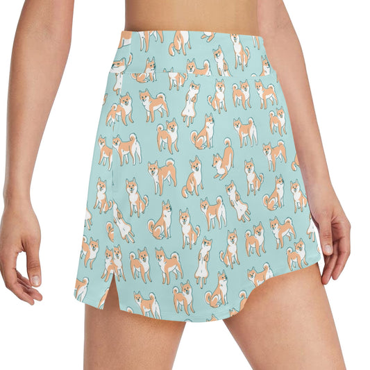 Shiba Inu Print Design LKS304 17" Golf & Pickleball Skort with Pockets