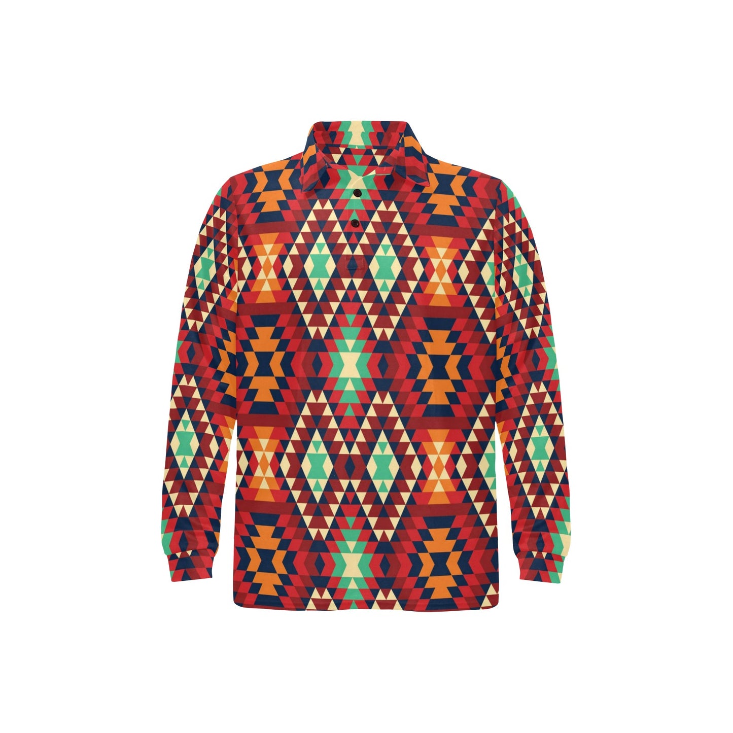 Native Pattern Print Design A07 Long Sleeve Polo Shirt For Men's